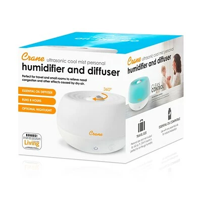 Wholesale 😉 Humidifiers Crane 2-in-1 Personal Ultrasonic Cool Mist Humidifier & Essential Oil Diffuser, 0.2 Gal., White (EE-5951AD) 👏 - Image 4